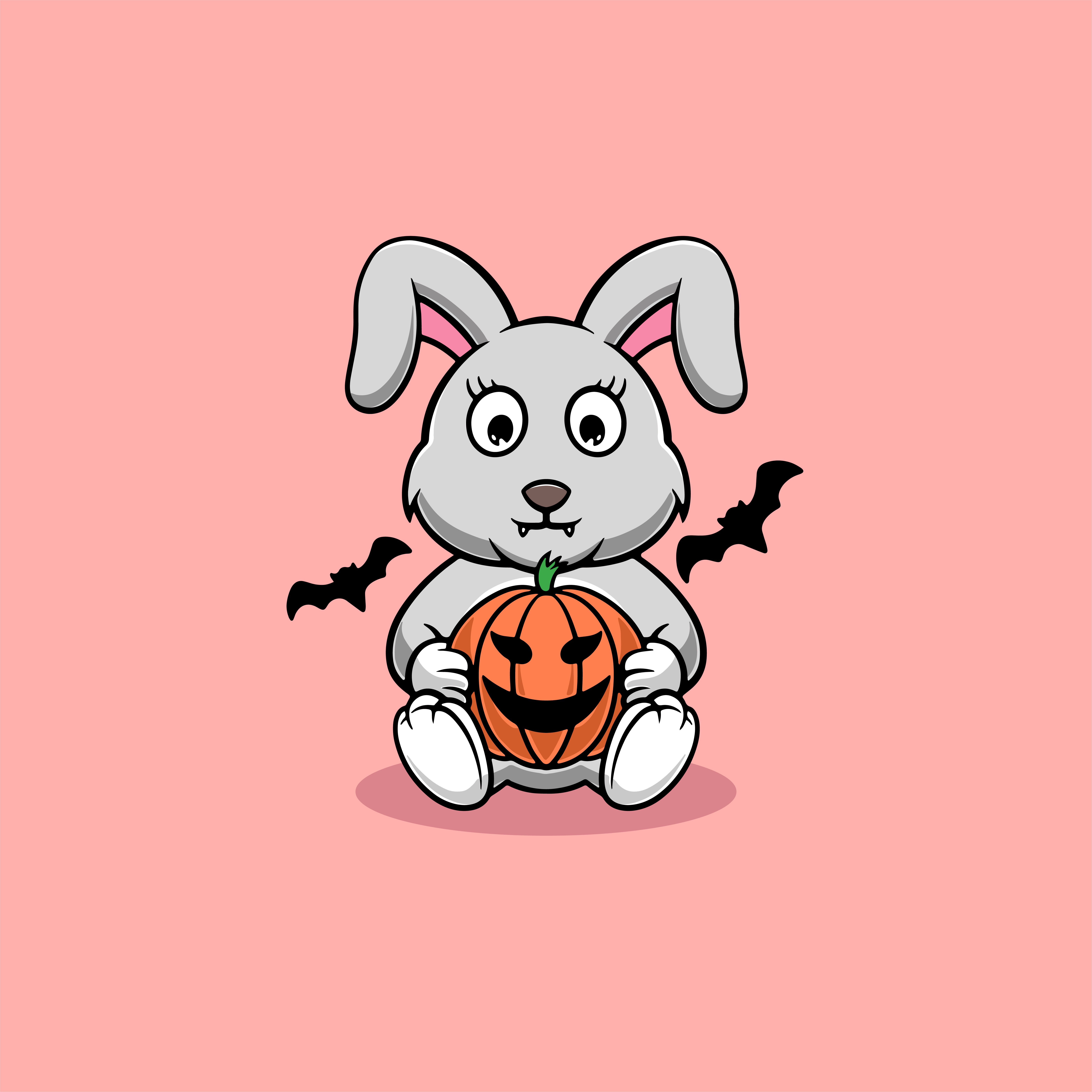 Cute rabbit with vampire costume cartoon illustration wizard