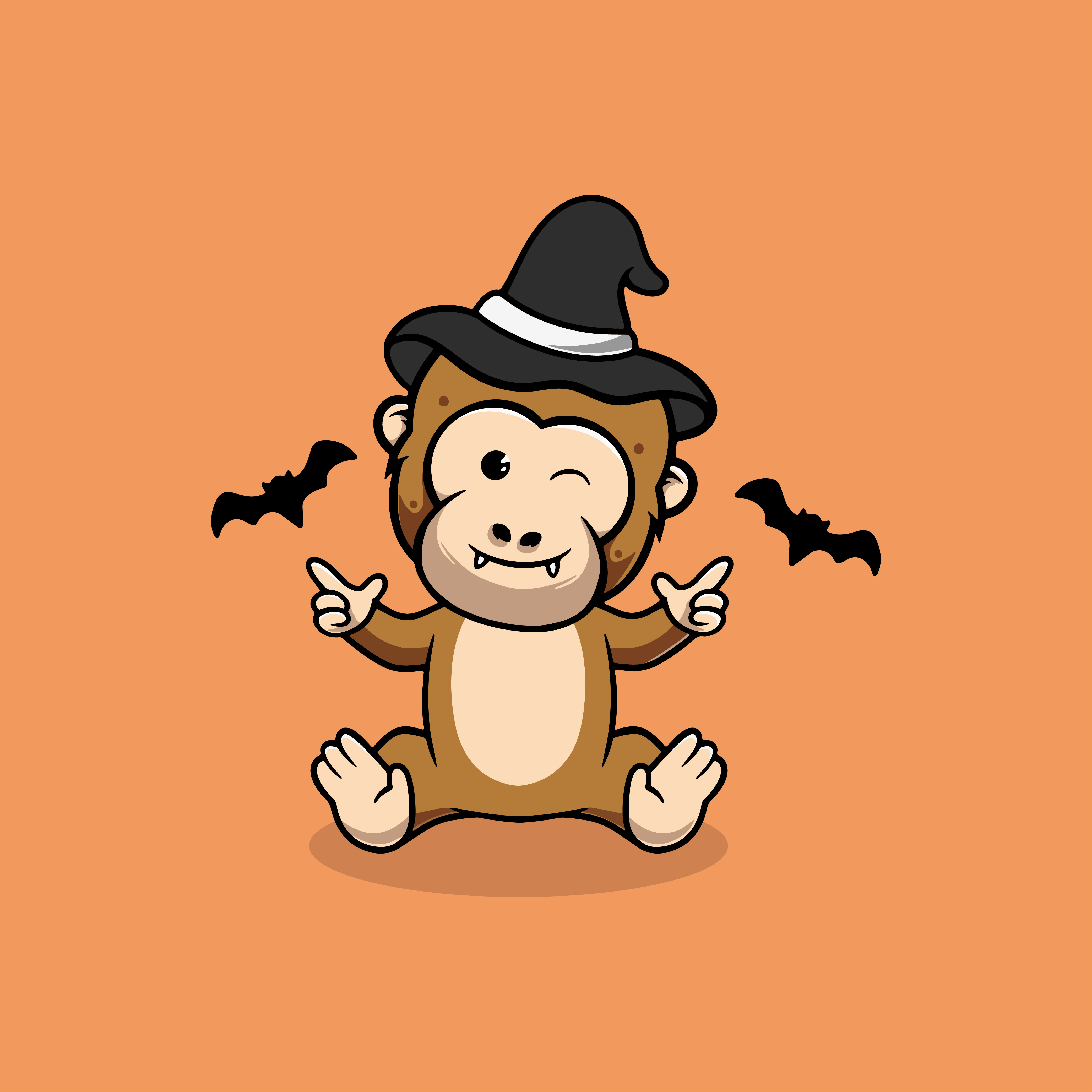 Cute Monkey with Vampire Costume Illustration wizard