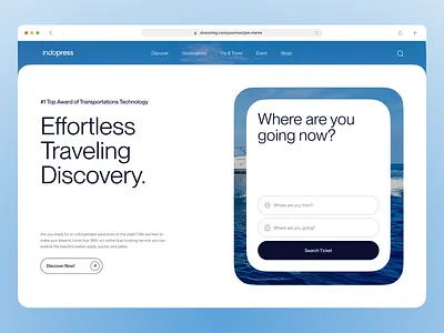 Indopress - Booking Sea Transportation Web Design branding clean design graphic design hero landing page logo section ui uiux ux web design website