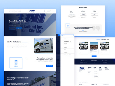Tri-National Website Update blue branding branding update design digital materials graphic design testimonials trucking trucks ui web design
