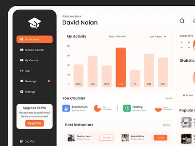 Online Education Dashboard dashboard dashboard ui ecourse education education dashboard elearning landing page learning online education ui uiuxdesign user interface ux web design