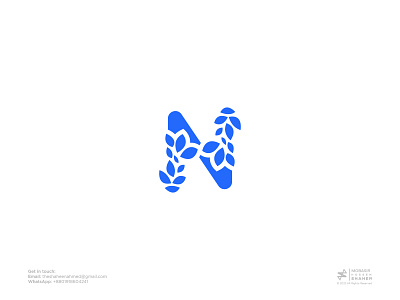 N Logo with Nature brand design branding design elegant logo graphic design leaf logo logodesign logotype minimalist n logo nature