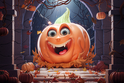 Stylized Halloween Pumpkin 3d illustration 3dart animation blender fall halloween illustration october orange pumpkin stylized halloween