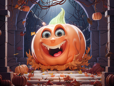 Stylized Halloween Pumpkin 3d illustration 3dart animation blender fall halloween illustration october orange pumpkin stylized halloween