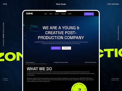 Zone Production Website Redesign branding cinema making dark web design design film production landing page landing page design logo orbix studio product design production house ui ui ux uiux ux video editing web design website website design zone production