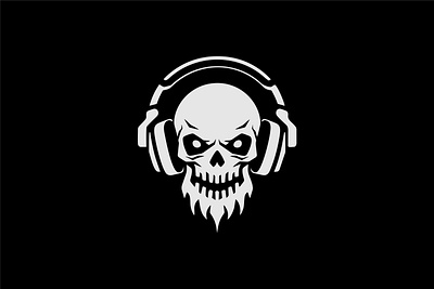 Minimalist Headphone Skull Logo branding graphic design logo