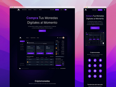 Momento redesigned website cripto desktop design saas ui ux web 3 web design