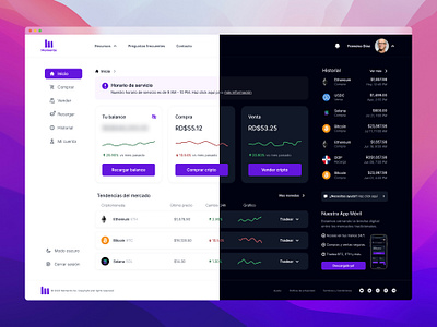 Dashboard Light & Dark Mode cripto pr saas ui ux web 3