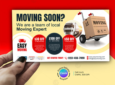 Expert Moving EDDM Mailer Design Canva Template Vol.01 moving postcard