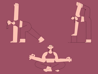 Yoga folks app character character design figure flat girl illustration pose procreate purple shape stylized texture web design yoga yoga pose