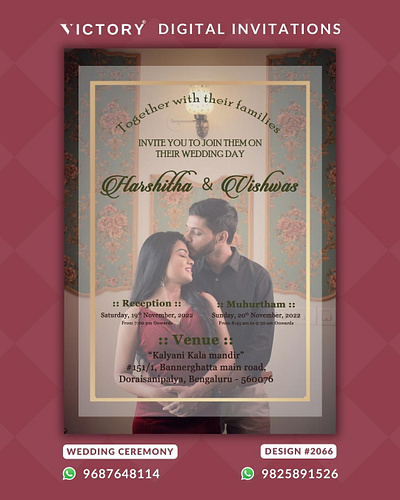 Wedding Invite withDesign with floral patterns, design no.2066 graphic design