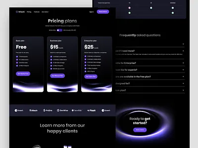 SaaS Dark pricing page design dark dark landing page dark page dark theme dark ui design dark web design design landing page price packages prices pricing page pricing plans saas startup web web design webflow webpage website design
