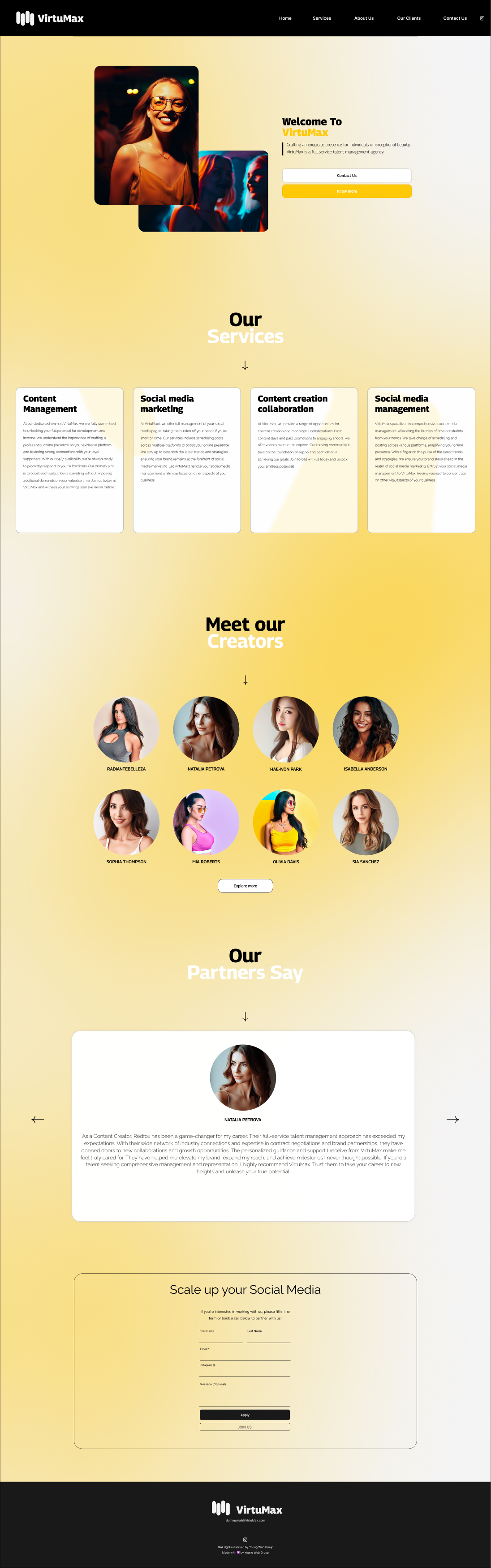 VirtuMax - Social Media Marketing Agency Website 3d animation branding contentcreation design digitalmarketing dribbble graphic design landingpage logo motion graphics portfolio socialmediaagency socialmediagrowth socialmediamarketing ui virtumax webdesign