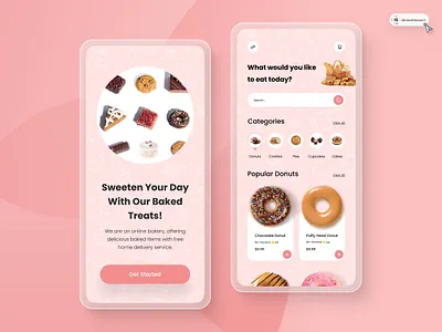 Bakery App Design 3d animation art branding digitaldesign donut app ecommerce flatdesign food graphic design illustration innovationsync logo mobile motion graphics nft product design shopify ui webdesign