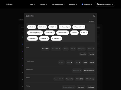 Asset List Customization asset list crypto swap customization dashboard design multi asset swap ui web3