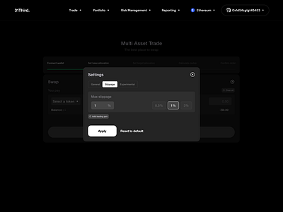 Multi Asset Swap - Settings (Slippage) view transaction