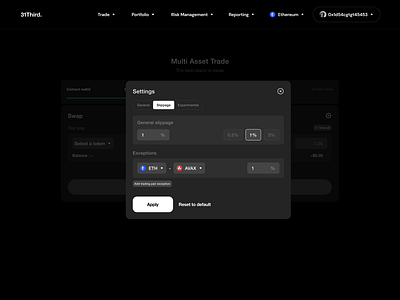 Multi Asset Swap - Settings (Slippage Exceptions) view transaction