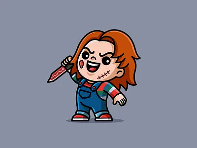 Chucky adorable character chibi child play chucky creepy cute doll fanart halloween horror movie illustration killer knife lovely mascot puppet scary spooky tv series