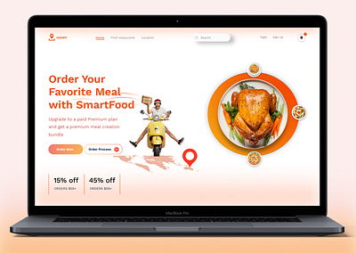 website landing page delivery food front end interface mockup restaurant ui