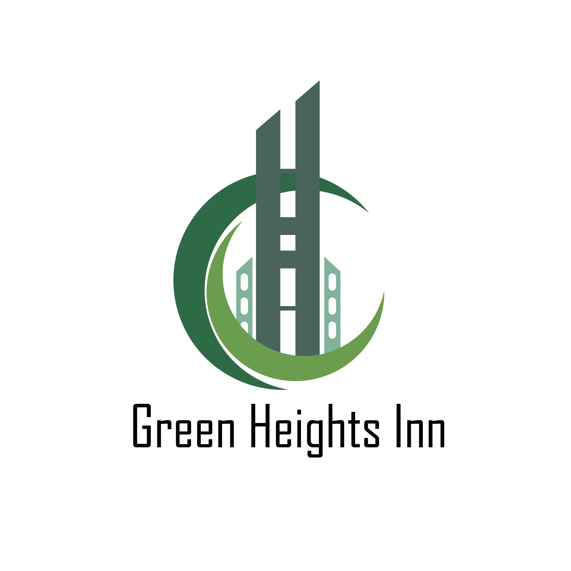 Green Heights Inn and Business Card 2d branding business cards design flat graphic design illustration logo minimal pictorial vector