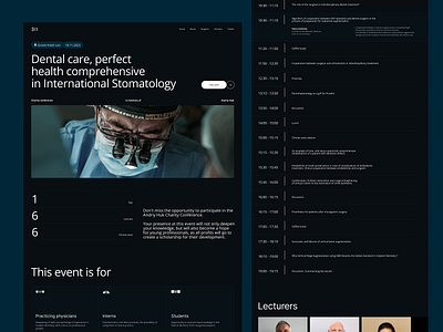 Website design for charity dental conference. conference dental dentist design medicine minimalism minimalistic strict swiss style ui ux webdesign website