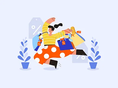 Grocery Illustration - Discount bread colorful discount flat food fruits grocery grocery shopping happy illustration market online online shopping price tag sale shopping special price supermarket vector vegetables