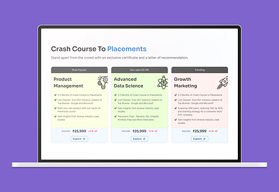 Courses/Plans section of website bootcamp cards courses dailyui design edtech education figma payment plans ui ux