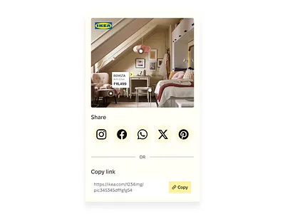 Day 10 >Daily Ui Challenge copy link dailyui furniture ikea modal share shopping social