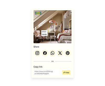 Day 10 >Daily Ui Challenge copy link dailyui furniture ikea modal share shopping social