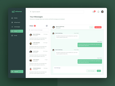 Chat Screen chat design influencermarketing redesign ui ux