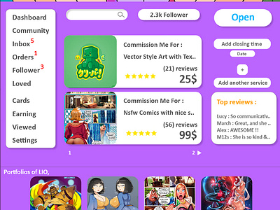 Nsfw Commission Profile website Design animated website app design commission graphic design nsfw portfolio prototype ui ux website