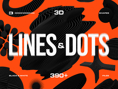 Design Assets: 390+ Lines & Dots 3D Shapes 3d abstract assets black white branding design dots download fashion free geometric illustration lines logo modern poster resources shapes ui webdesign