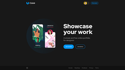 Case case dark theme portfolio startup ui web