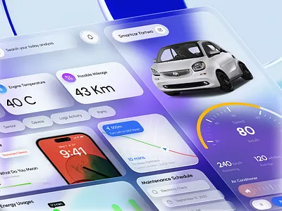 Fortwo - Electric Car Dashboard assistant automotive awe car dashboard dashboard electric car maps maps app monitoring dashboard navigation product design tesla dashboard ui