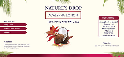 Product(Acalypha Lotion)design acalypha label design product design