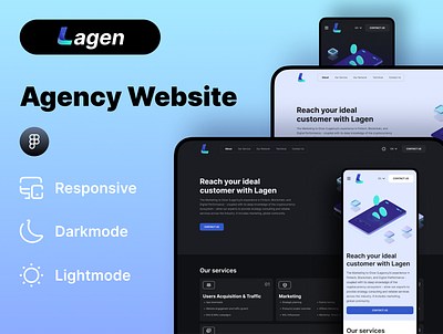 Lagen - Agency Website UI 1440 375 agency design desktop free graphic landing landing page landingpage mobile responsive ui ui kit ux website