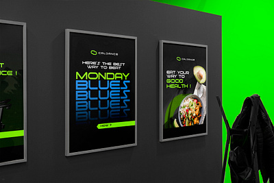 Monday blues poster design for CalDance web3 crypto fitness tech black blue bold brand design branding colourful cool crypto design fitness graphic design green monday blues post post design poster poster design tech vector web3