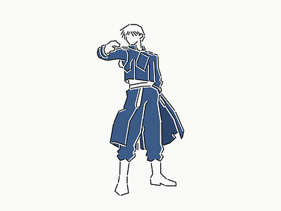 Roy Mustang (Fanart) anime art blue design digital art drawing fanart figure flat design flat illustration fmab fullmetal alchemist brotherhood illustration inkscape line art line art illustration minimalist roy mustang simple vector