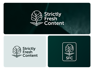 Strictly Fresh Content logo design proposal acorn blue green books content dark green e book ebook green leaf line modern monolinear museo sans nature publisher publishing strictly fresh tree