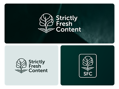 Strictly Fresh Content logo design proposal acorn blue green books content dark green e book ebook green leaf line modern monolinear museo sans nature publisher publishing strictly fresh tree