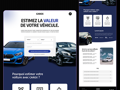 Carex Auto - Homepage auto automotive blue branding car cars design graphic design homepage interactive intuitive landing page modern professional road ui vehiclevaluation web design webdesign