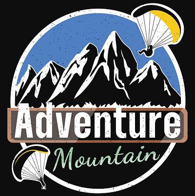 Logo with mountains and parachutists branding cartoon colored drawn graphic design heaven illustration leisure logo mountains people person rest retro skydiver sports style winter