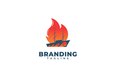 Electric Powered Ship Logo branding brandinglogo firelogo logo shiplogo
