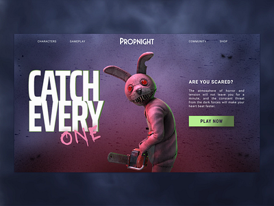 Propnight Game Page animation concept game page graphic design horror motion graphics pink rabbit ui