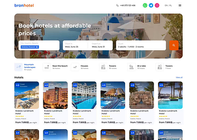 BronHotel | UI Design for website agency animation design figma hotel travel ui uiux web web design