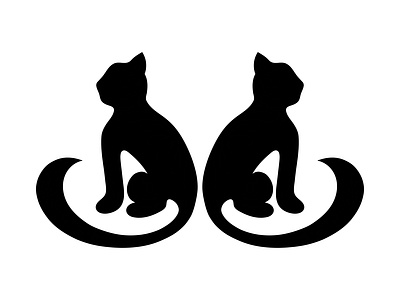 minimalistic black cats graphic design in black color black cat meditation
