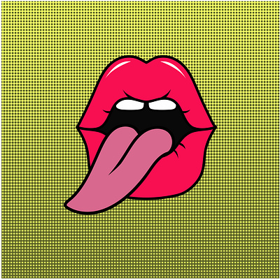 Super cool cartoon pop art sexy red lips with tongue out cool cartoon lips