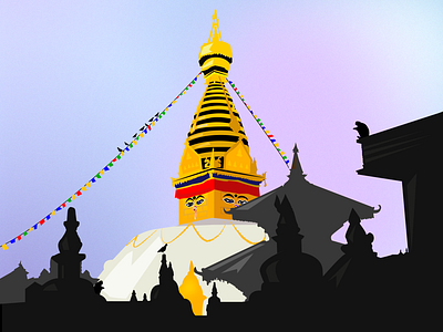 Swayambhunath, Kathmandu, Nepal. art branding culture design dribbbleart dribbbleinspiration graphic design ill illustration kathmandu nepal swayambhu swayambhunath vector