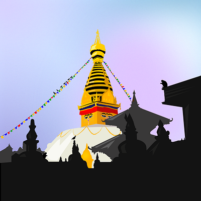 Swayambhunath, Kathmandu, Nepal. art branding culture design dribbbleart dribbbleinspiration graphic design ill illustration kathmandu nepal swayambhu swayambhunath vector