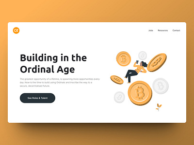 Bitcoin Ordinals - Landing Page bitcoin blockchain crypto design gold landing page orange ordinals web3 website
